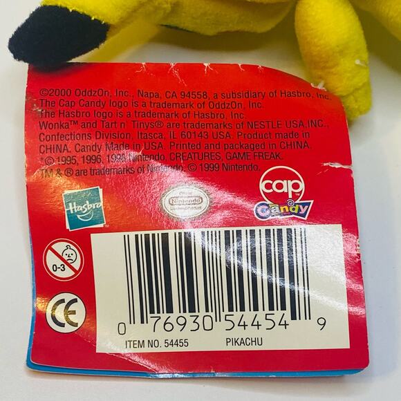 Vintage Pokemon Pikachu Plush Treat Keeper with Tag! Wonka Tart Tinies Hasbro - Picture 6 of 11